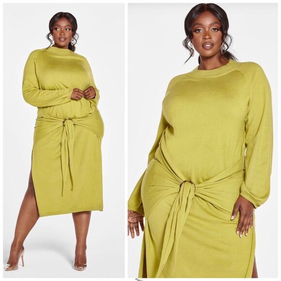 Fashion to Figure Dresses & Skirts - Fashion To Figure Quinn Tie Front Sweater Dress - Gabi Fresh X FTF 1X